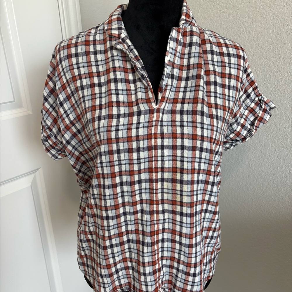 Madewell Hayden Popover Top in Burling Plaid - Medium - Picture 4 of 7